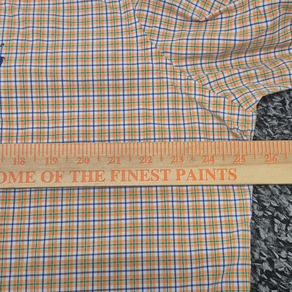 Polo Ralph Lauren Mens XL Short Sleeve Button Down Shirt‎ Orange Plaid Cotton